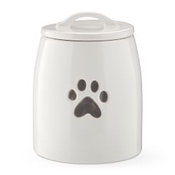Pet Treat Jar Canister, White and Grey