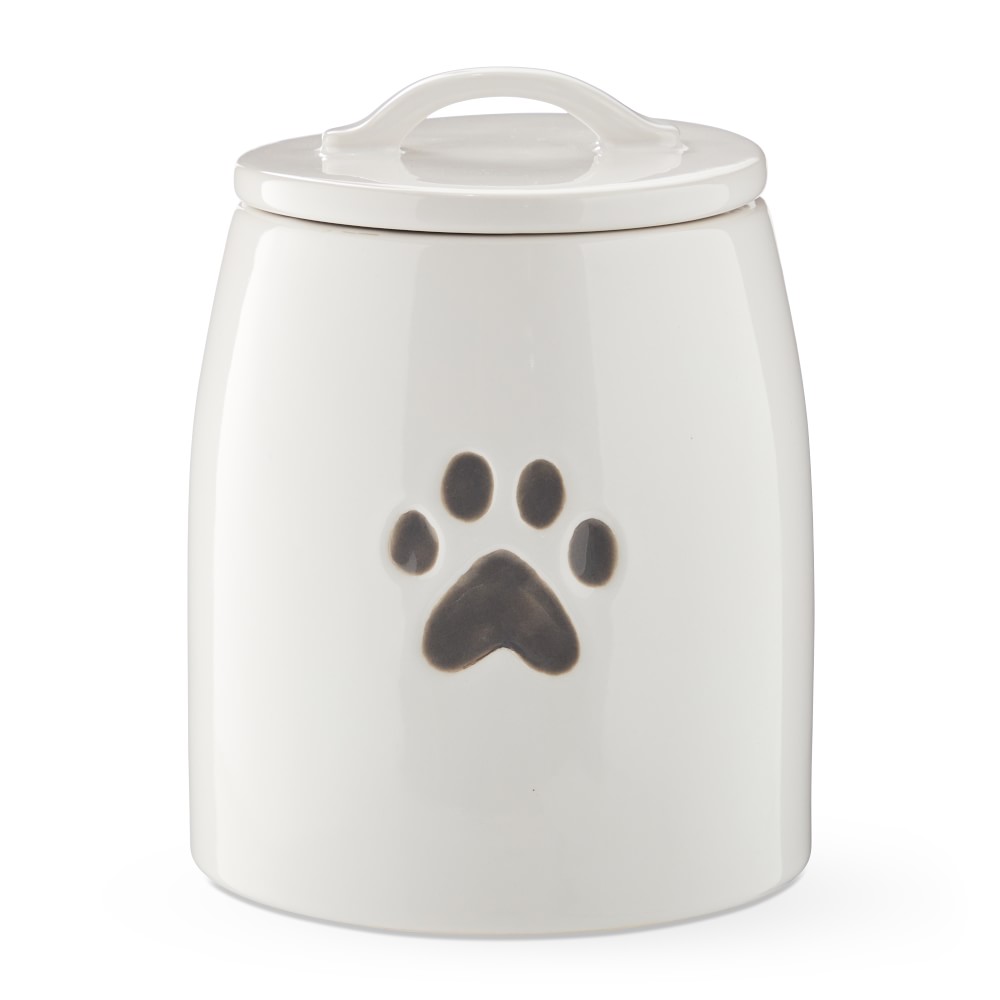 Pet Treat Jar Canister, White and Grey