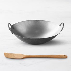 thumbnail image 2 of 13-Inch Carbon Steel Wok Set - 5 Piece Non-Toxic Stir Fry Pan With Wooden Lid For All Stovetops 2 of 10
