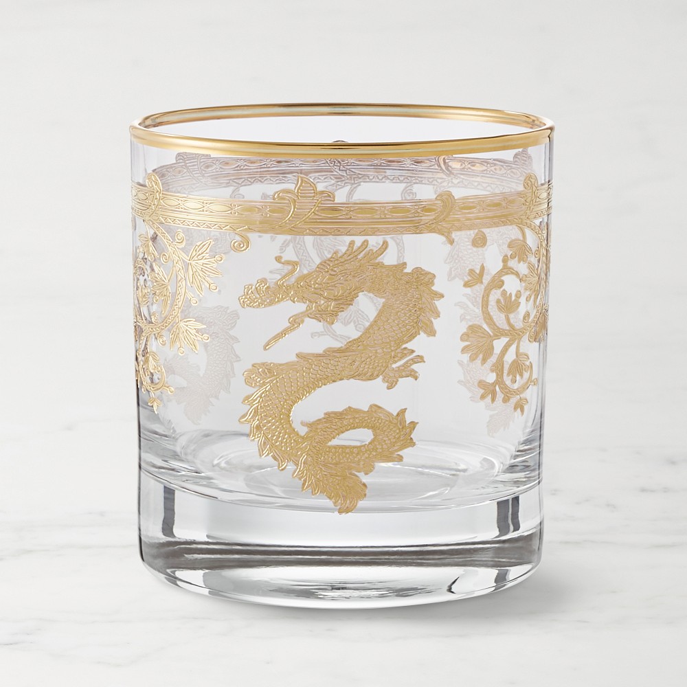 Gold Dragon Double Old-Fashioned Glass, Each