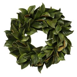 Faux Magnolia Leaf Wreath, 24"