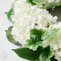UV Protected Faux White Hydrangea Wreath, 27&quot;