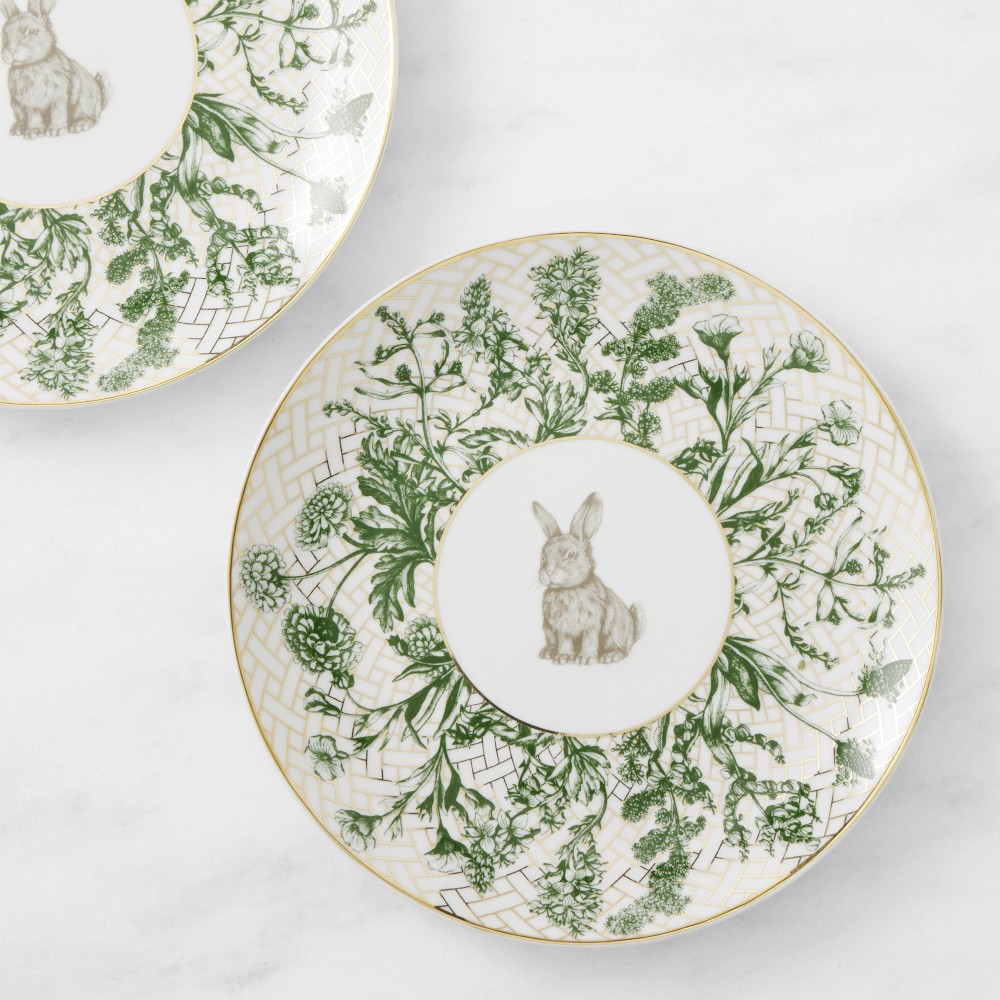 OPEN BOX: Garden Lattice Bunny Salad Plates, Set of 4