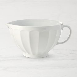 Ridged Ceramic Batter Bowl, White 