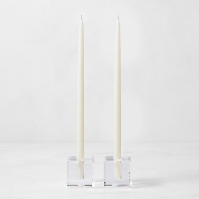 Crystal Tiny Taper Holders, Set of 2, Clear