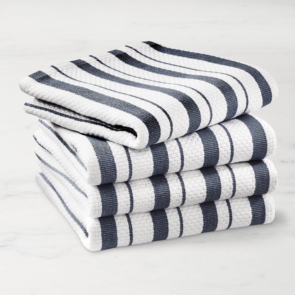 Williams Sonoma Classic Stripe Towels Navy