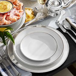 Pillivuyt Eventail Platinum Porcelain Salad Plates, Set of 4
