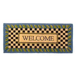 MacKenzie-Childs Welcome Periwinkle Double Door Entrance Mat