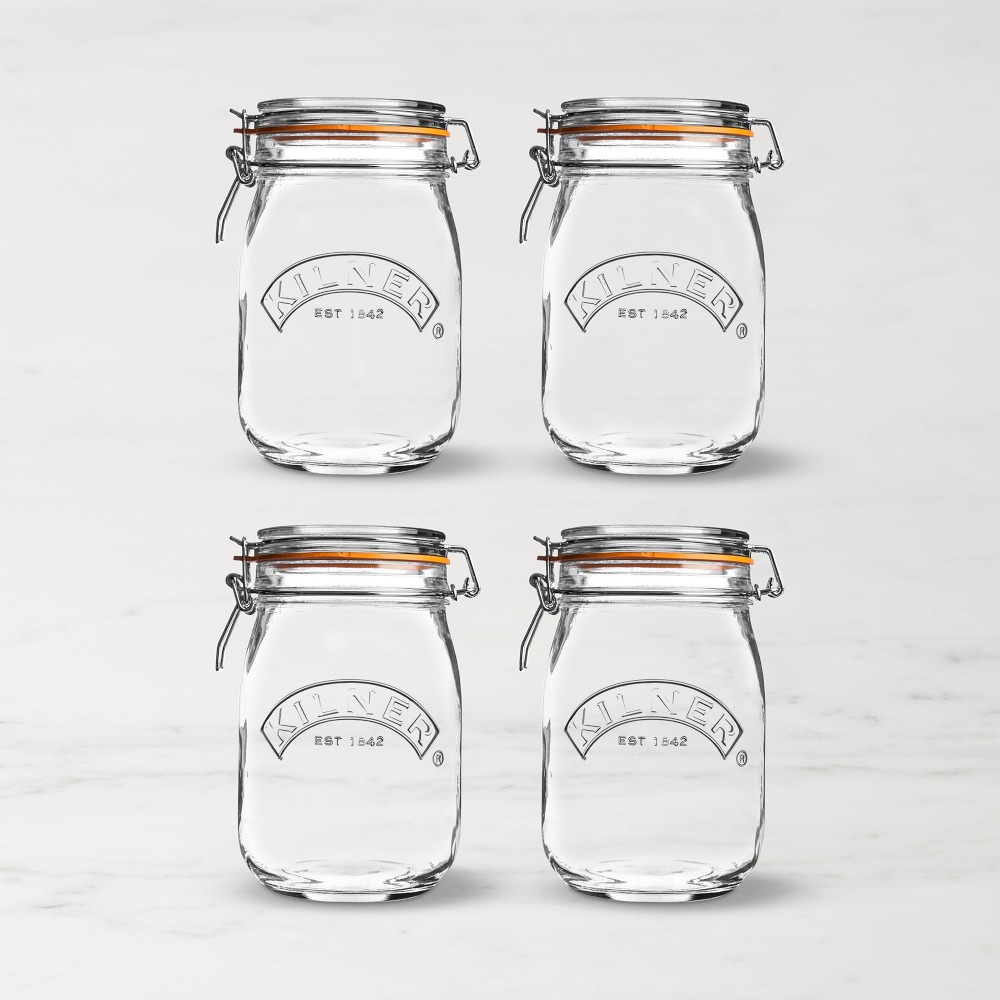 Kilner Round Clip Top Jar, 34 oz, Set of 4