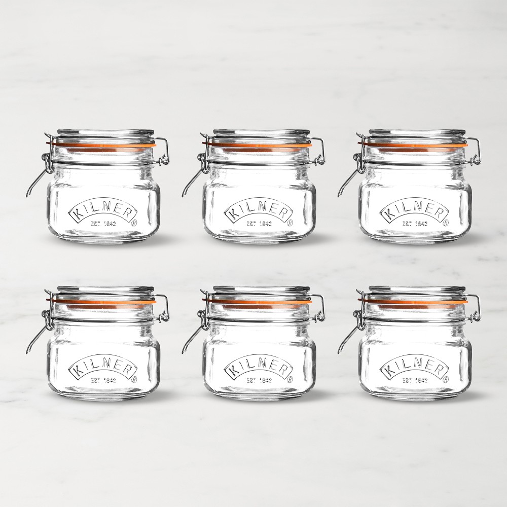 Kilner Square Clip Top Jar, 17 oz, Set of 6