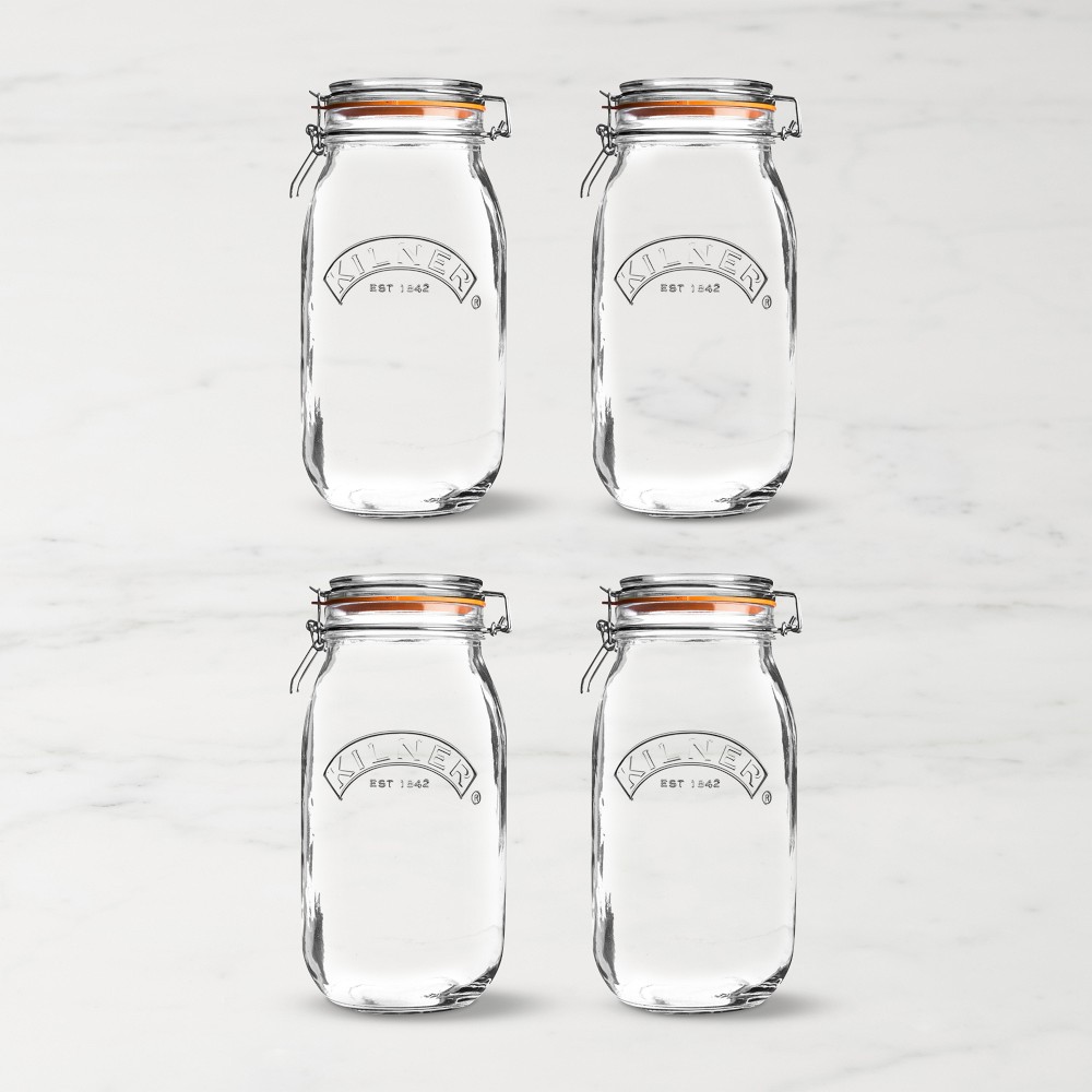 Kilner Round Clip Top Jar, 51 oz, Set of 4