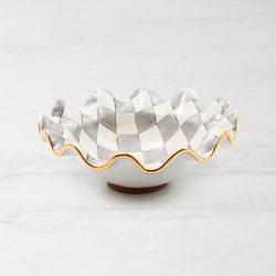 MacKenzie-Childs Sterling Check Medium Ceramic Fluted Serving Bowl