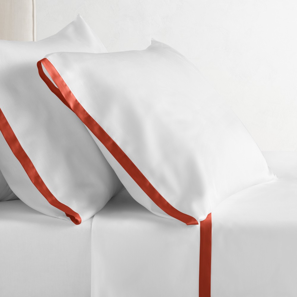 Chambers&#174; Italian Border 300TC Sateen Sheet Set, Persimmon