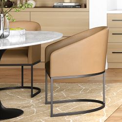 Bradley Upholstered Curved Back Dining Armchair, Taupe