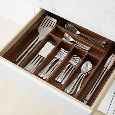Hold Everything Expandable In-drawer Organizer, Dark Wood, Large