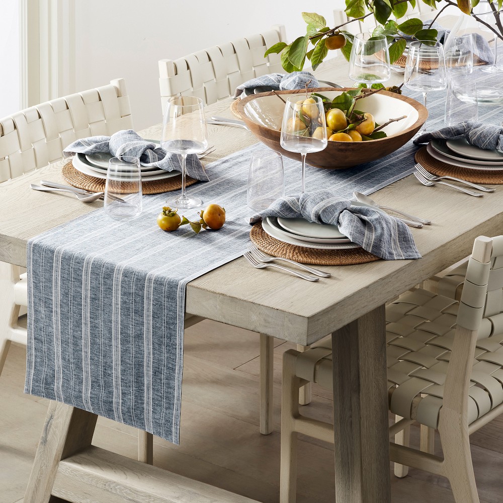 Provence Stripe Table Runner, Navy