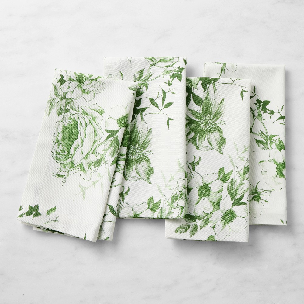 Green Toile Napkins, Set of 4