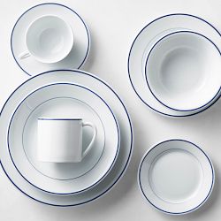 Apilco Tradition Blue-Banded Dinner Plates, Set of 4