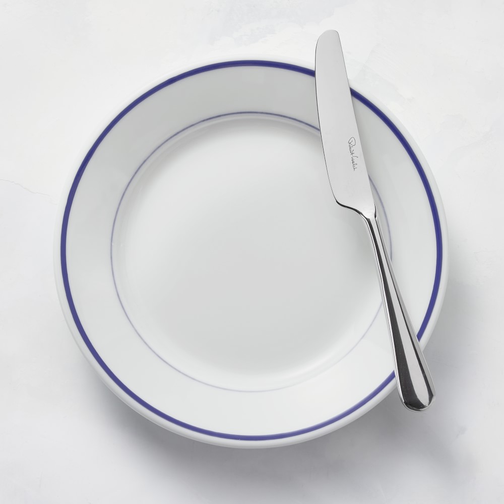 Apilco Tradition Porcelain Blue-Banded Bread Plates, Set of 4