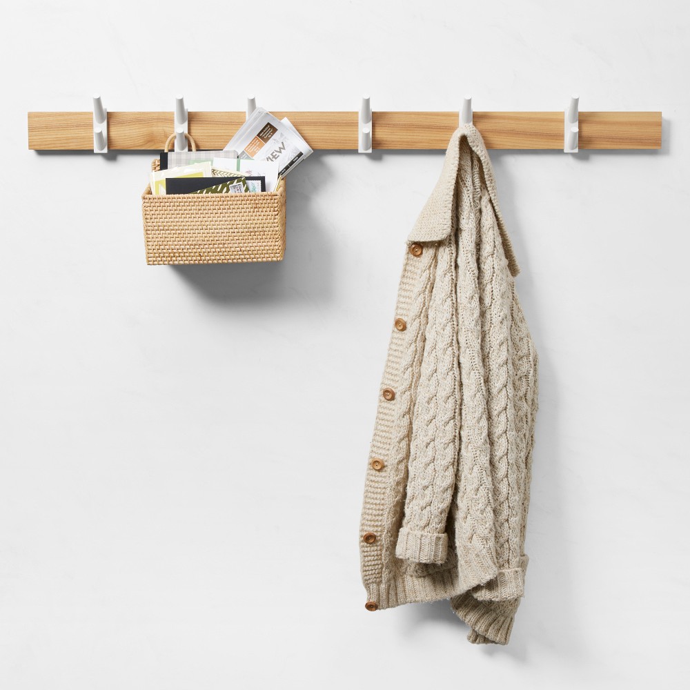 Hold Everything Hook Bars,  48in Rail with 6 Hooks, White