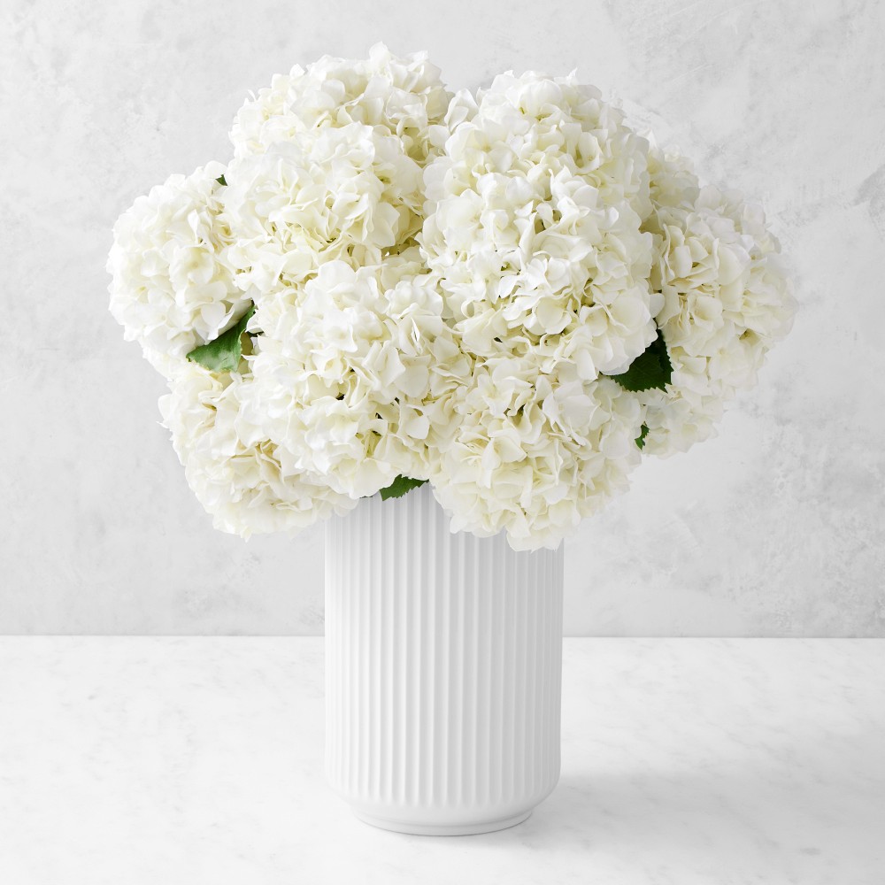 Jeff Leatham Real Touch White Hydrangea Stems, Set of 12