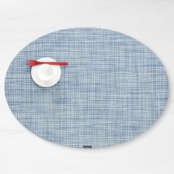 Chilewich Mini Basketweave Oval Placemats, Set of 4, Chambray