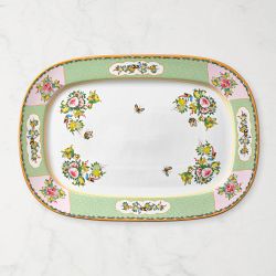 Famille Rose Rectangular Platter, Green Rim