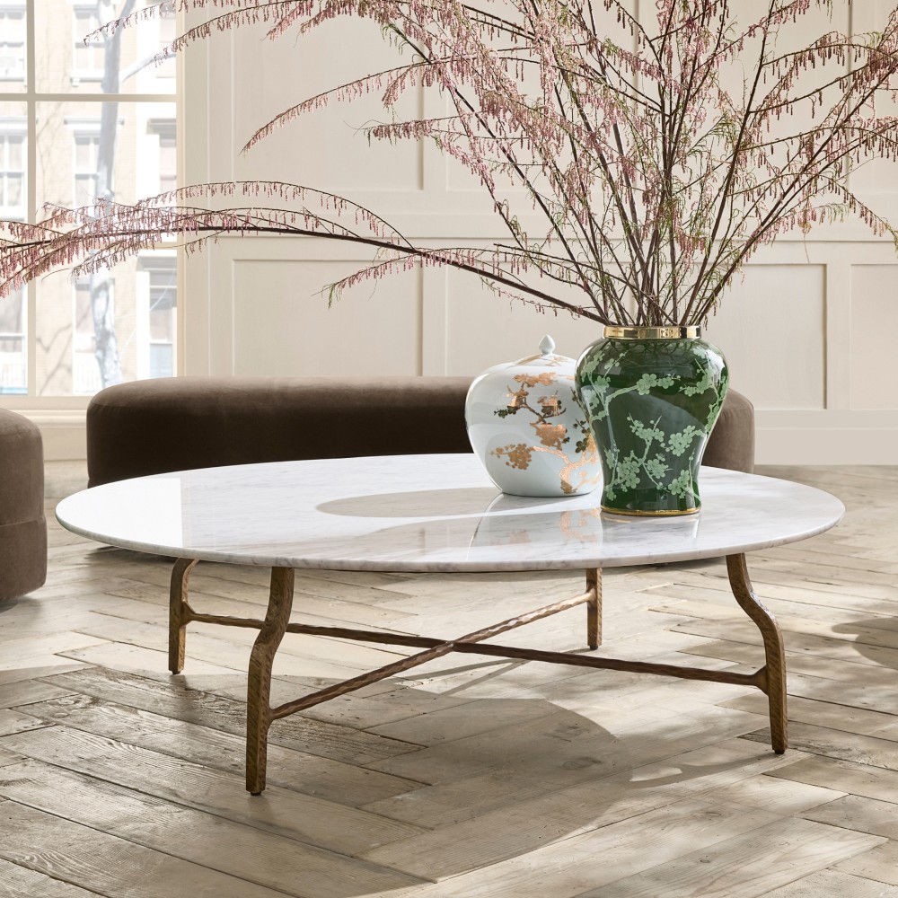 Azurra Hammered Metal Coffee Table (36&quot;-55&quot;)