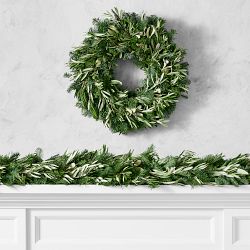 Olive &amp; Greenery Holiday Live Wreath &amp; Garland