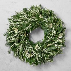 Olive &amp; Greenery Holiday Live Wreath &amp; Garland