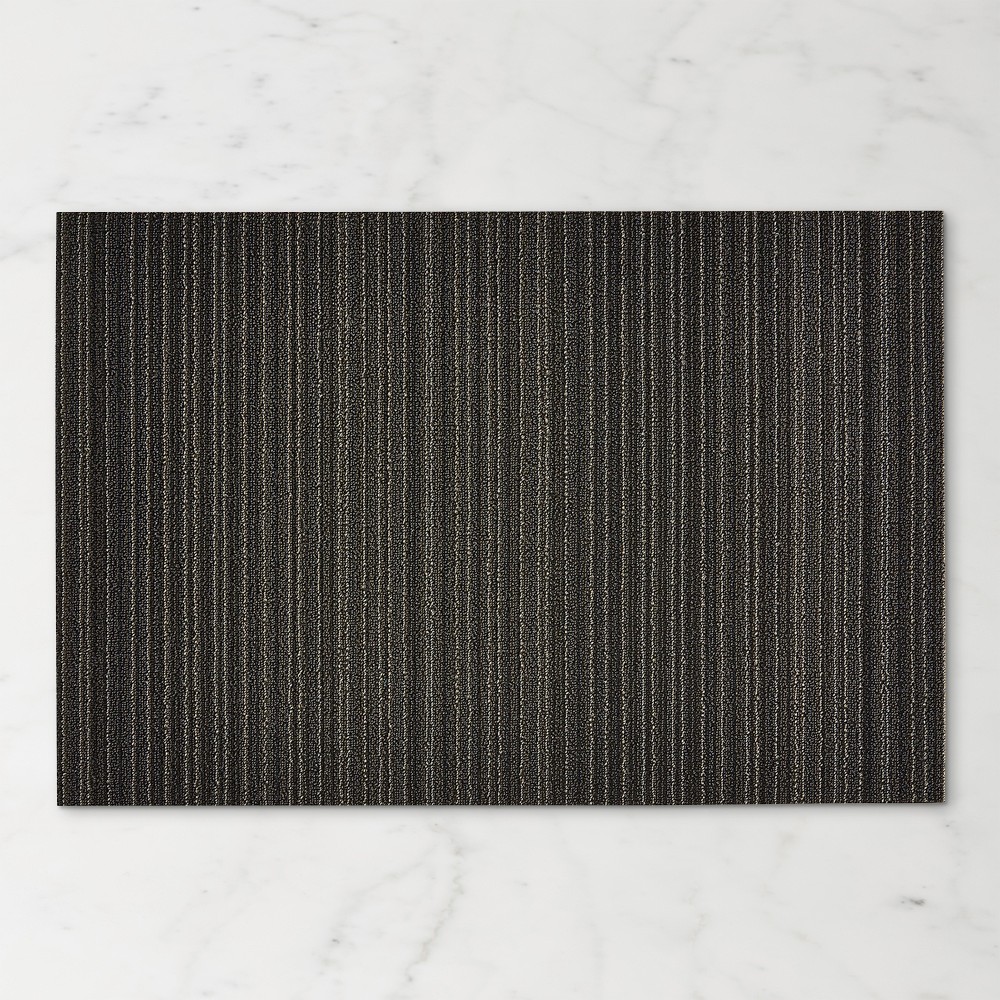 Chilewich Easy Care Skinny Stripe Shag Doormat, 18"x28", Steel