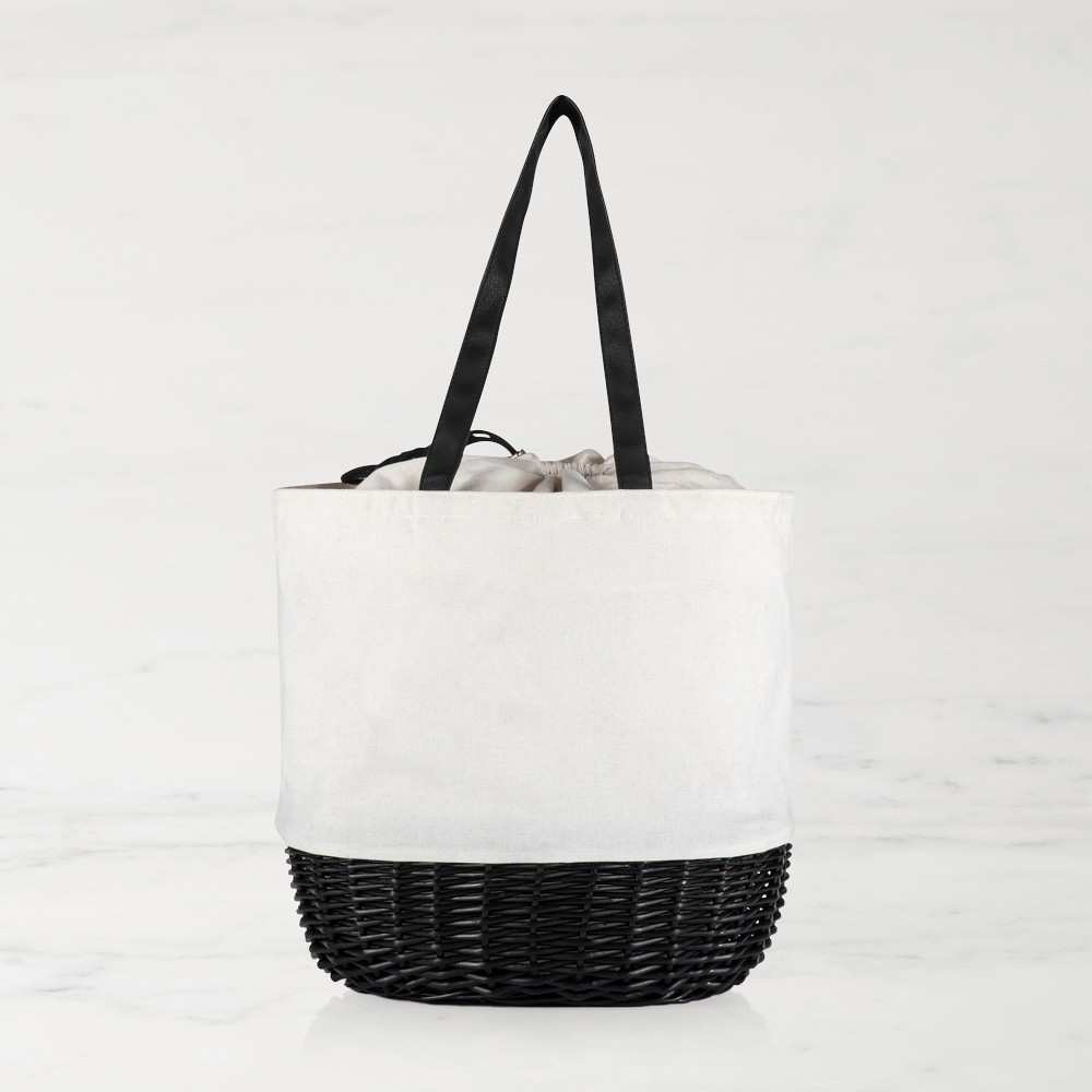 Seville Canvas and Willow Basket Tote, White