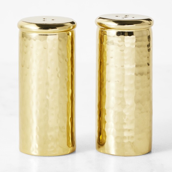 Antique Brass Hammered Salt & Pepper Shakers
