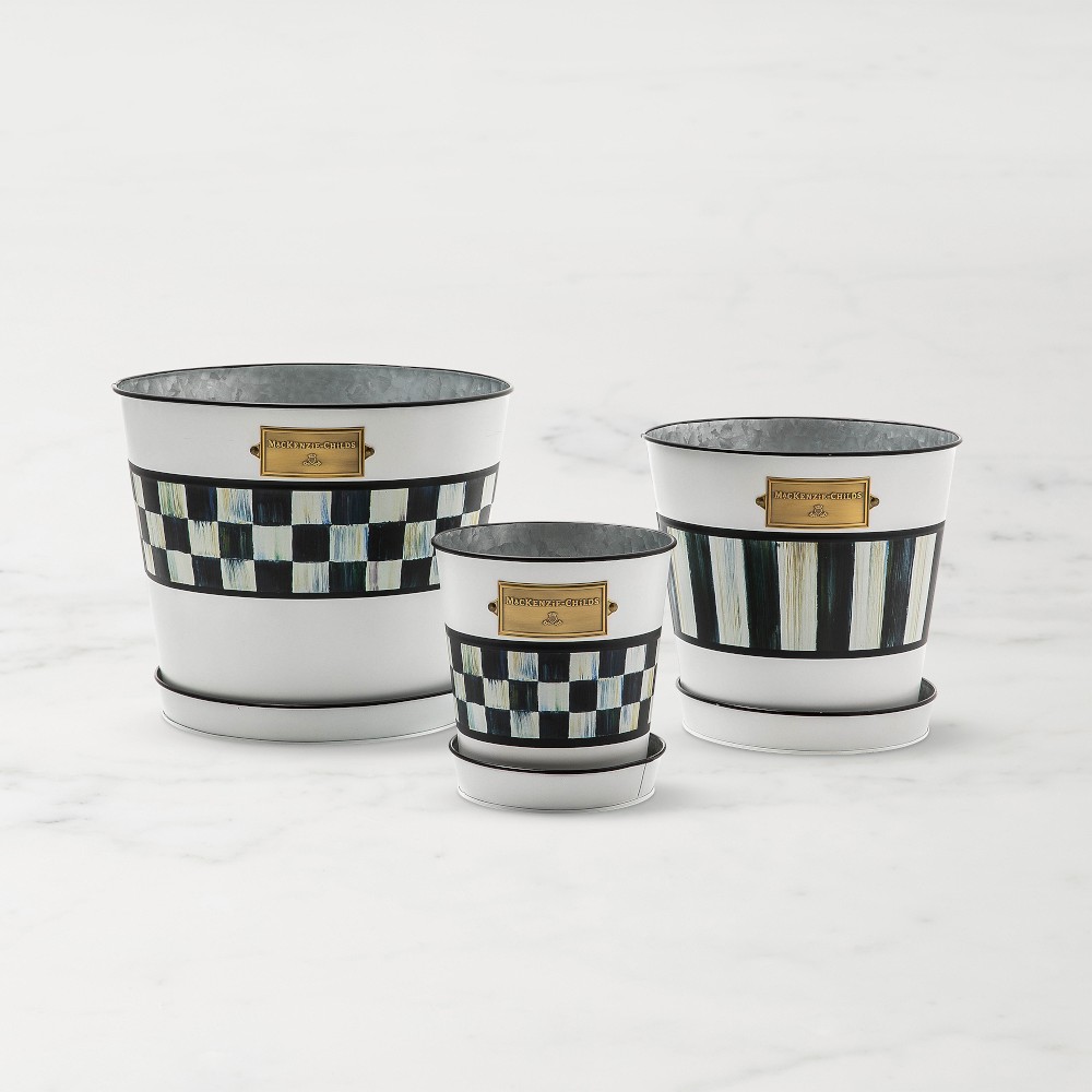 MacKenzie-Childs Spectator Pots & Saucers, Set Of 3
