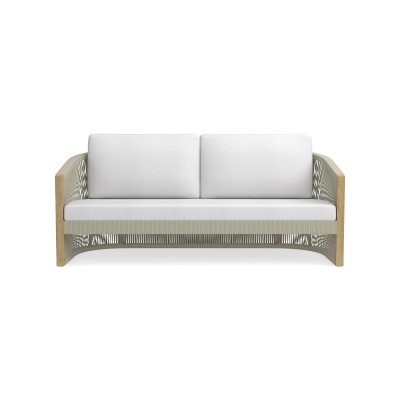 Pasadena Teak 76in Sofa Cushions Sunbrella Performance Canvas White