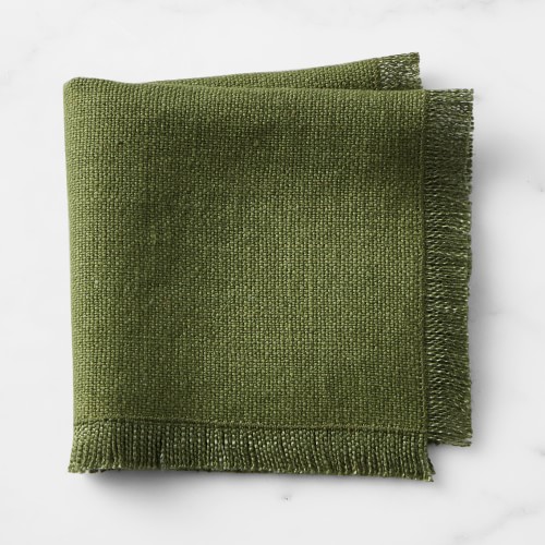 Fringed Cocktail Napkins, Set of 4, Olive