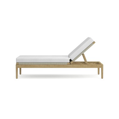 Pasadena Teak Chaise Cushion: Sunbrella Performance Canvas: White