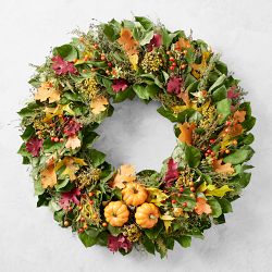 Fall Pumpkin Live Wreath &amp; Garland