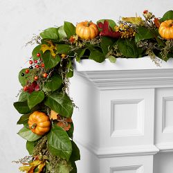 Fall Pumpkin Live Wreath &amp; Garland