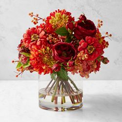 Faux Orange Dahlia Zinnia Floral Arrangement