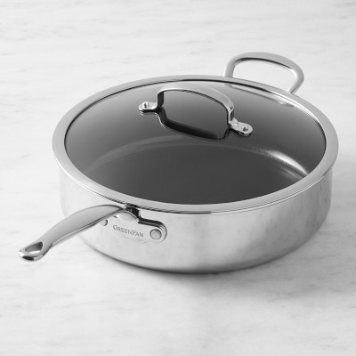 GreenPan Premiere Stainless-Steel Ceramic Nonstick Covered Saute Pan, 6-Qt.