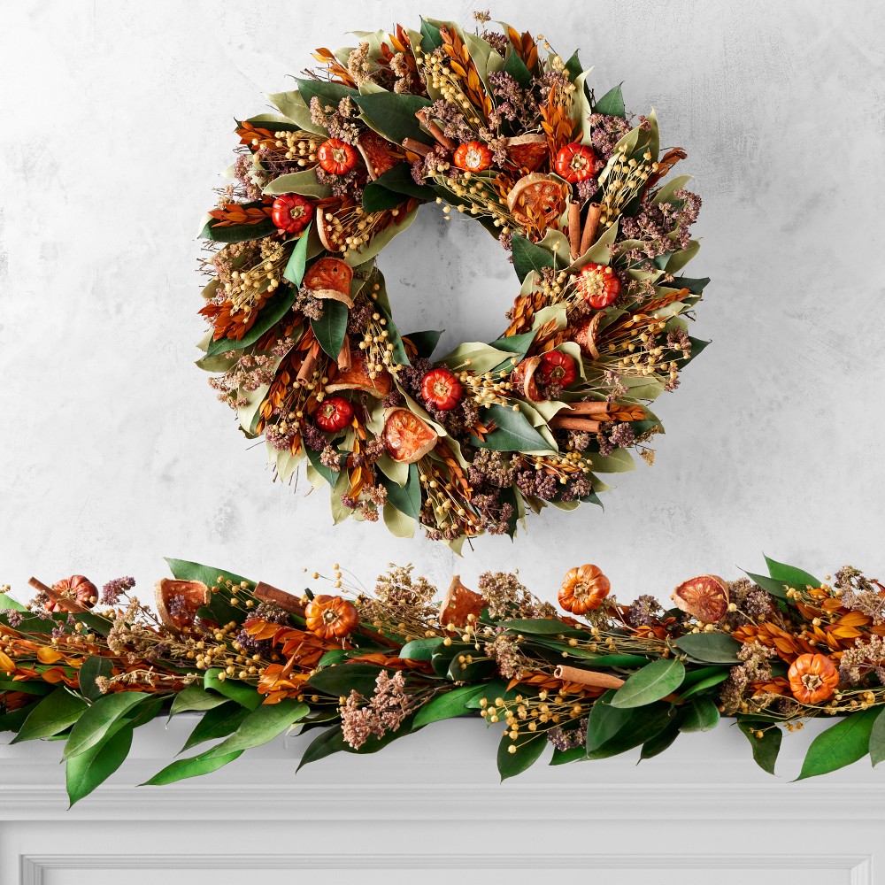 Quince and Cinnamon Stick Wreath &amp; Garland