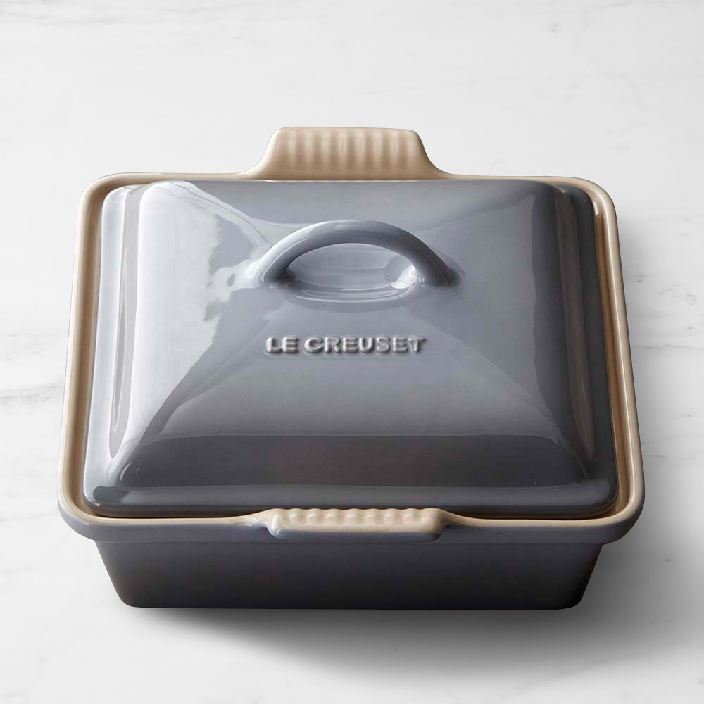 Le Creuset Heritage Stoneware Shallow Square Covered Baker, 2-Qt. - French Grey