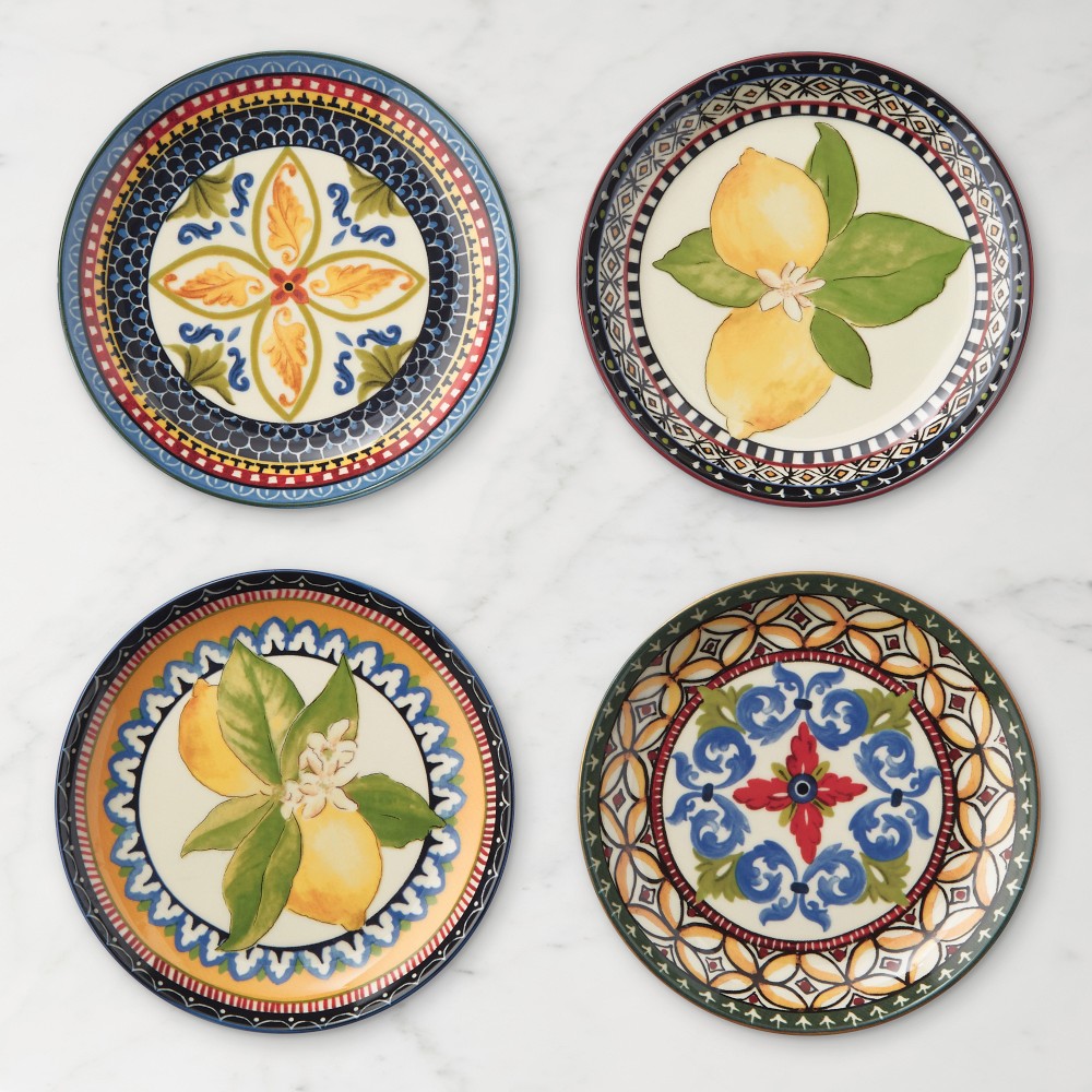Sicily Ceramic Appetizer Plates, Set of 4