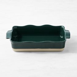 Emile Henry French Ceramic Ruffle Rectangular Baker, Cedar