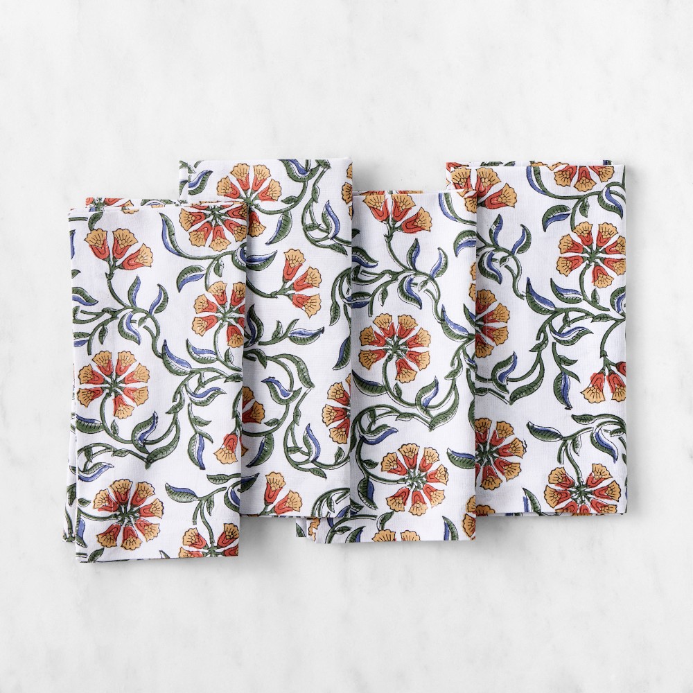 Large Scale Block Printed Napkins, Set of 4, Large