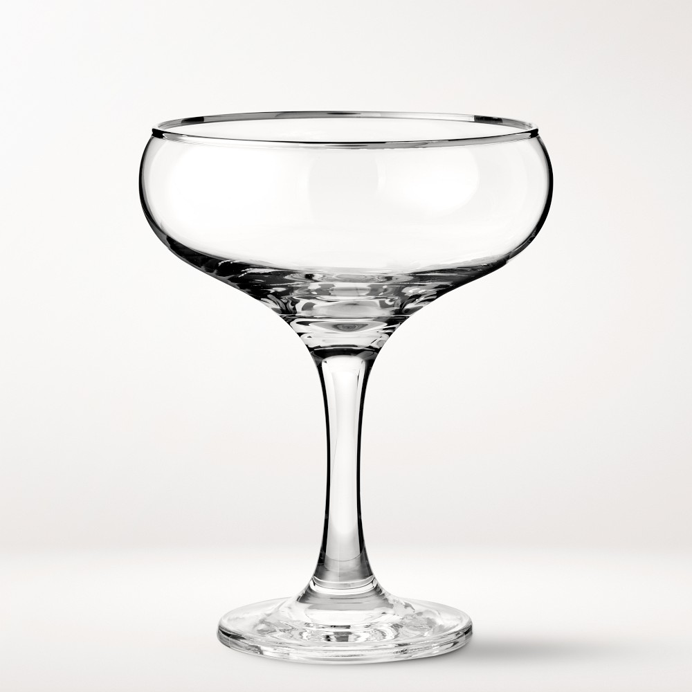 Silver Rim Coupe Glasses, Set of 4