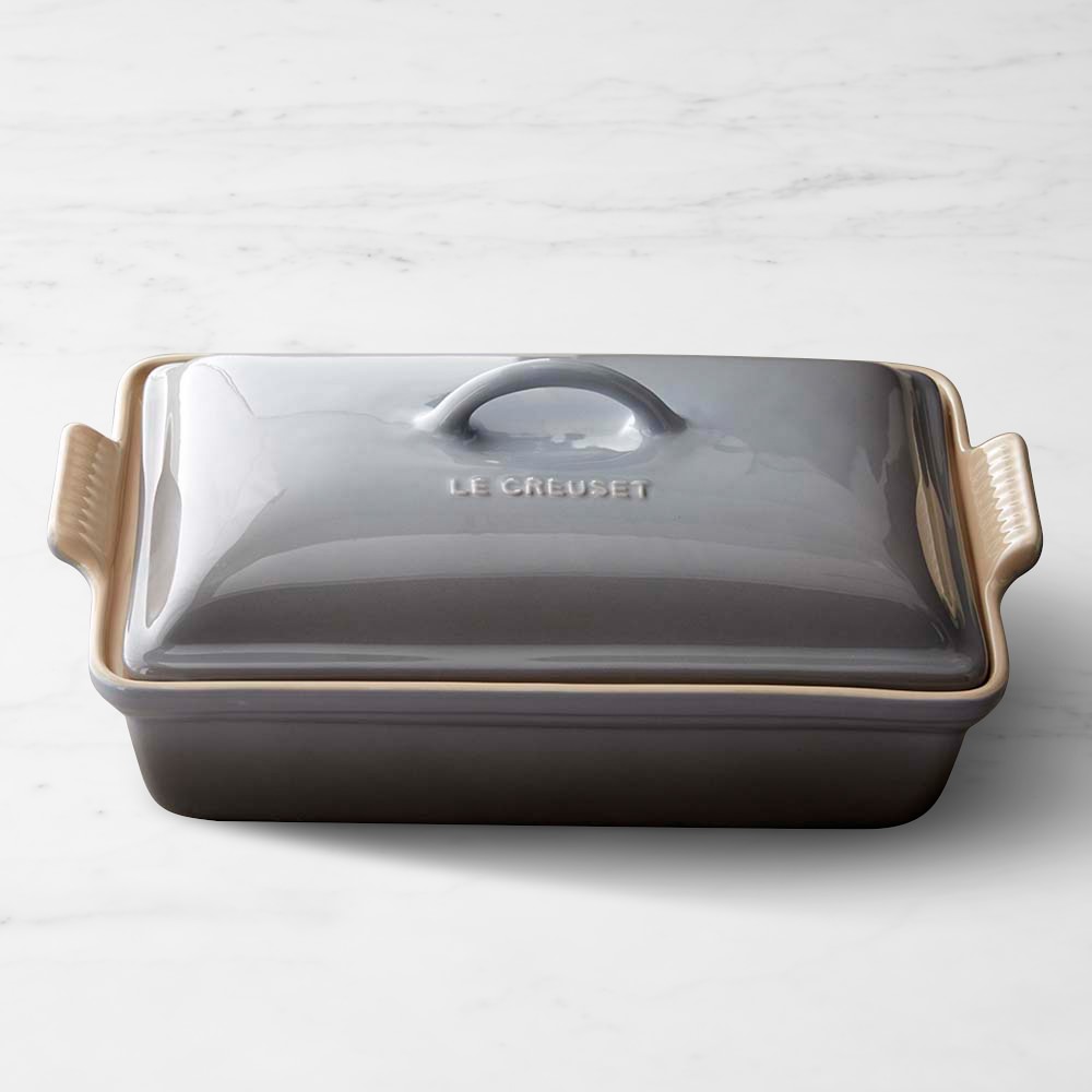Le Creuset Heritage Stoneware Rectangular Covered Casserole, 4-Qt. - 12 1/2", French Grey