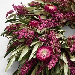Fresh Olive &amp; Heather Live Wreath, 18&quot;