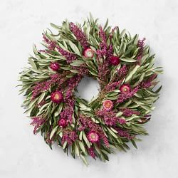 Fresh Olive & Heather Wreath, 18"